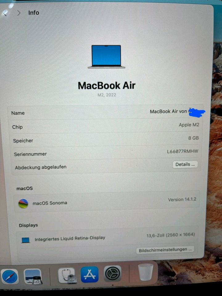 APPLE MacBook Air (2022), MLY13D/A, Notebook mit 13,6 Zoll OVP in Trostberg