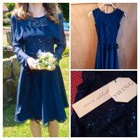 SWING⭐ Konfirmationskleid blau XXS 32 158 Spitze Pailletten Kleid Niedersachsen - Elsfleth Vorschau