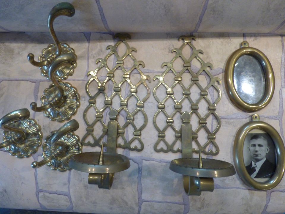 Vintage Messing Haken Wandhaken Klavierleuchter Bilderrahmen oval in Varel