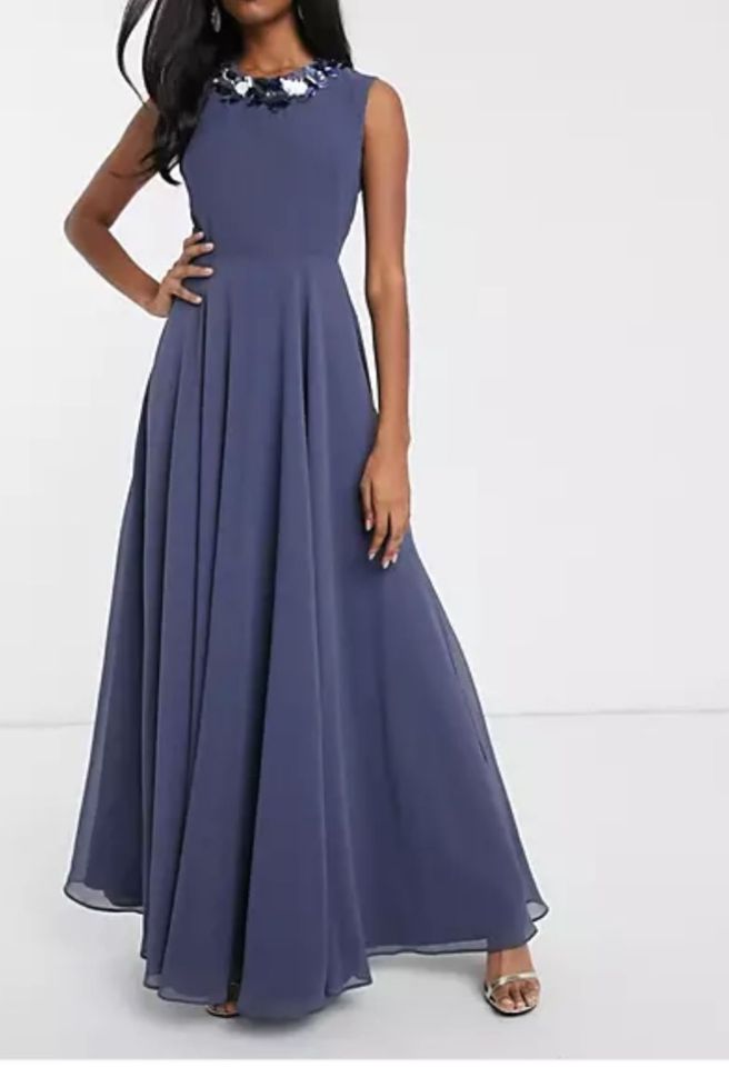 ASOS Maxikleid Dunkelblau Abendkleid mit Verzierung Gr. 36 - Neu in Berlin