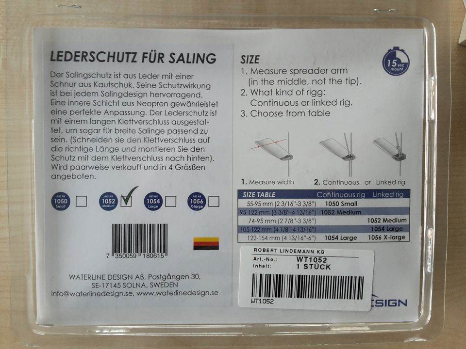 Salingsleder Waterline Spreader Boot 2 Stück , Spreader Tape weiß in Kürten