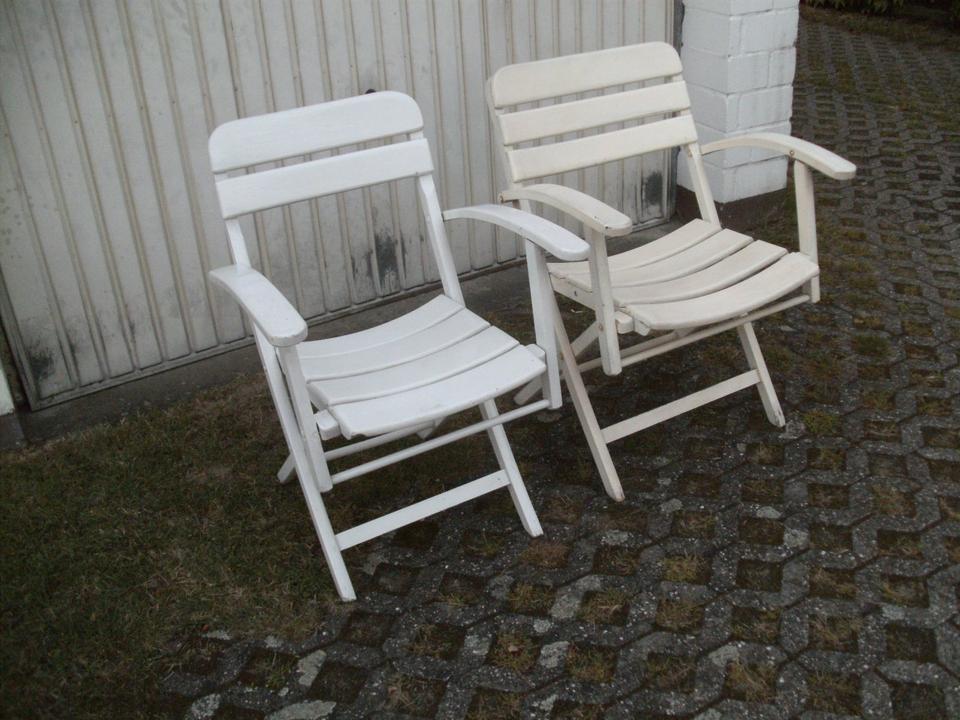 Gartenklappstuhl , Holz , weiß , Stuhl , Klappstuhl , 2 Stck. in Hilden
