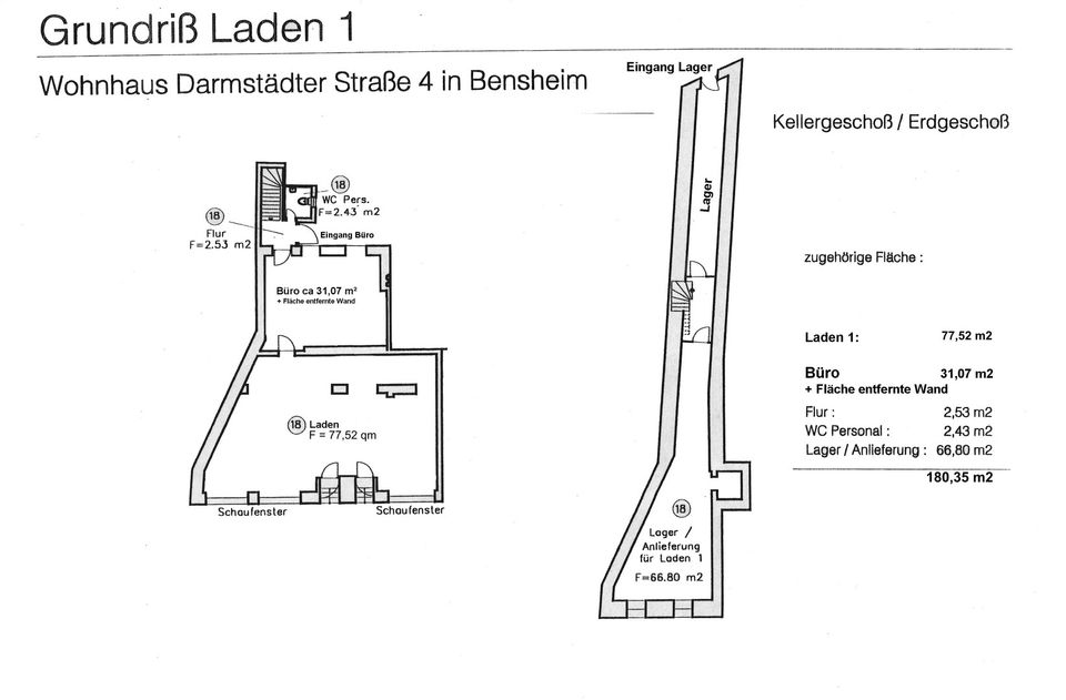 Laden/Büro/Ausstellung/Optiker/Bistro in zentraler und exponierter Lage in Bensheim