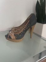 Hig Heel Gr. 37 Pumps Highheel Peeptoe blau beige schnalle Nordrhein-Westfalen - Troisdorf Vorschau