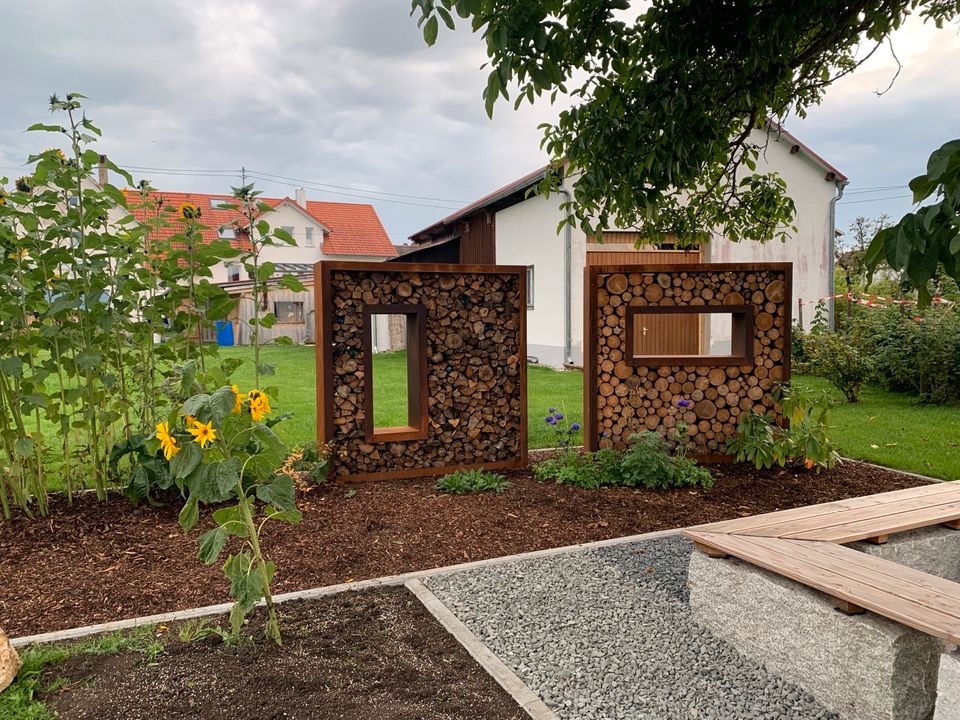 NEU Wunschgrößen Garten Sichtschutz Deko Rost Wand Holz Modern in Renquishausen