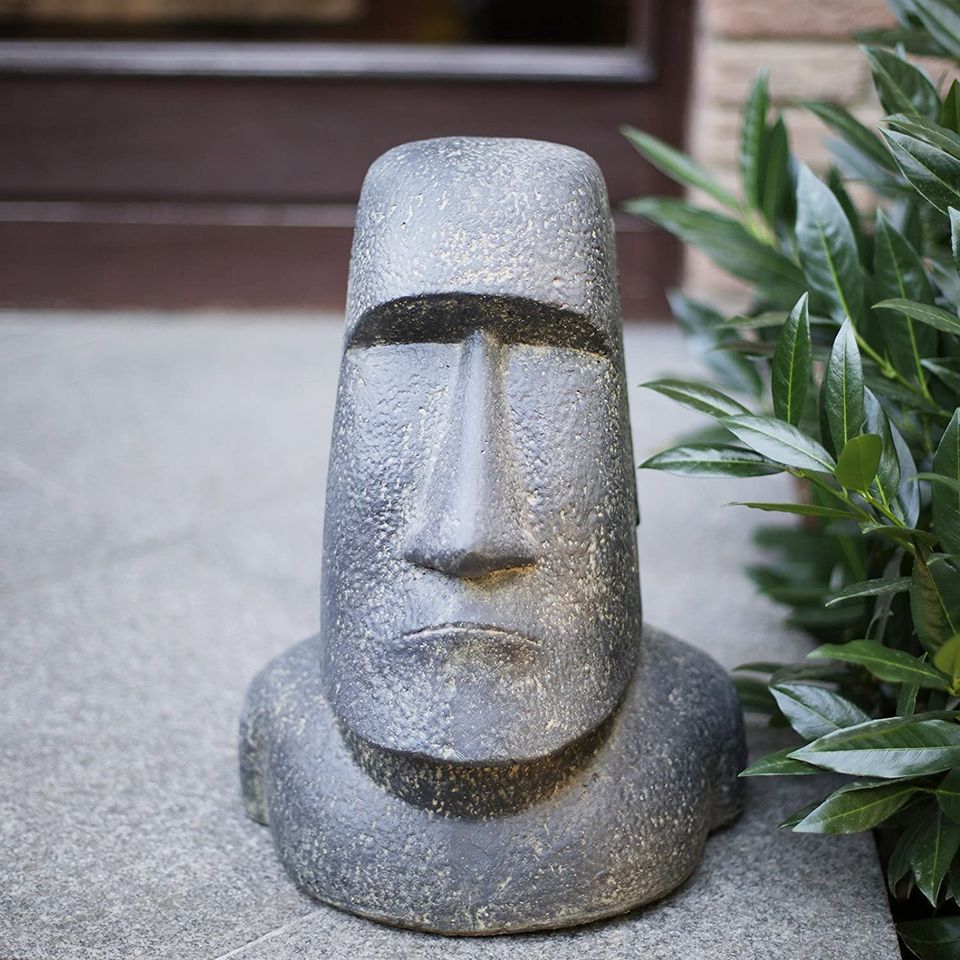 Moai Rapa-Nui Statue ca. 40 cm aus Lavasand Osterinsel-Figur Gart in Hüllhorst