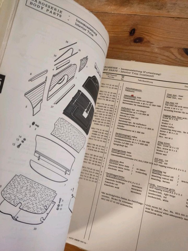 Ersatzteilkatalog DKW Auto Union SP 1000 in Weißenberg