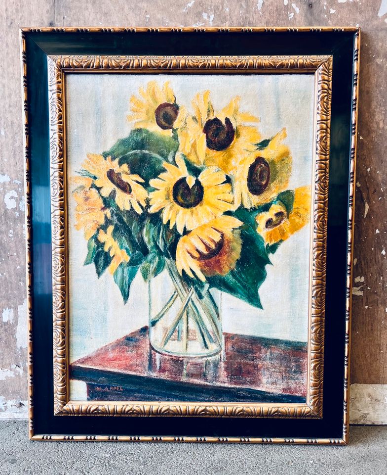 Ölgemälde Sonnenblumen Stillleben 50er Gemälde Blumen Gerahmt in Köln
