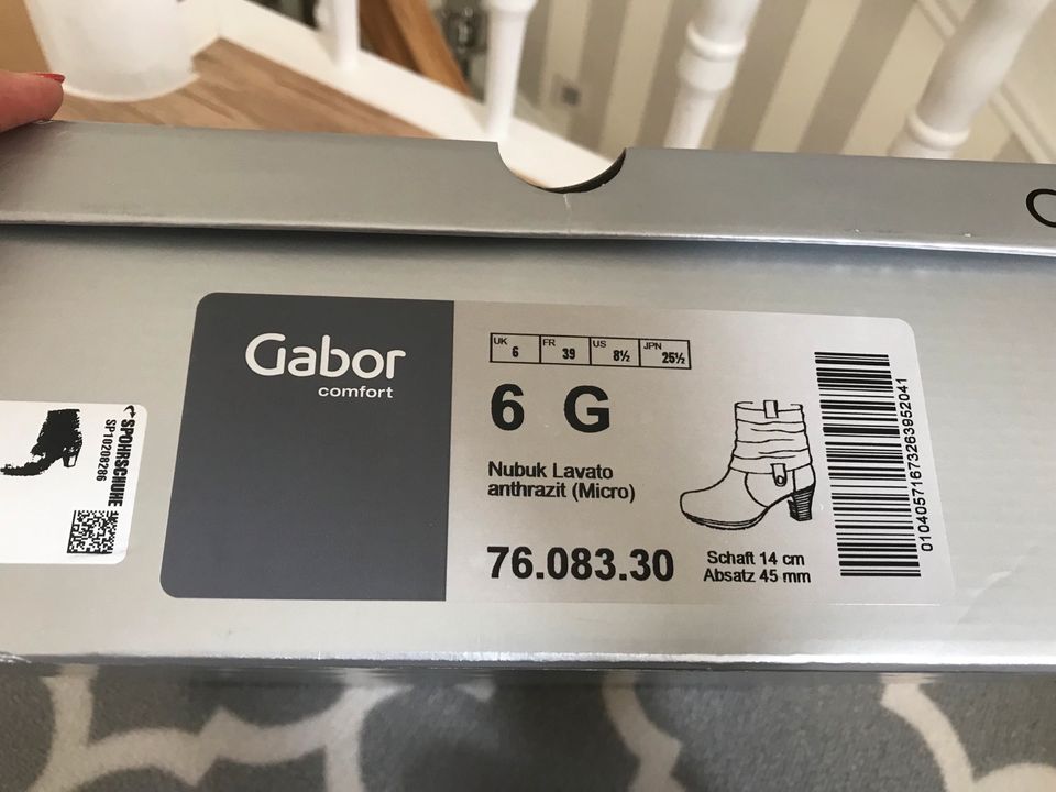 Gabor Stiefeletten Ankle Boots 39 Anthrazit Grau Nubuk in Herdorf