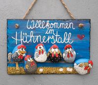 Schild, Willkommen im Hühnerstall, Steine,  Schiefer, *€FP 29,00 Nordrhein-Westfalen - Dinslaken Vorschau