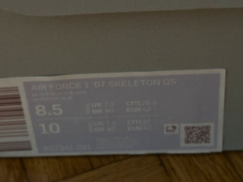 Nike Air Force 1 Skeleton,Black,Halloween Edition’19, Gr.42/US8.5 in Mönchengladbach