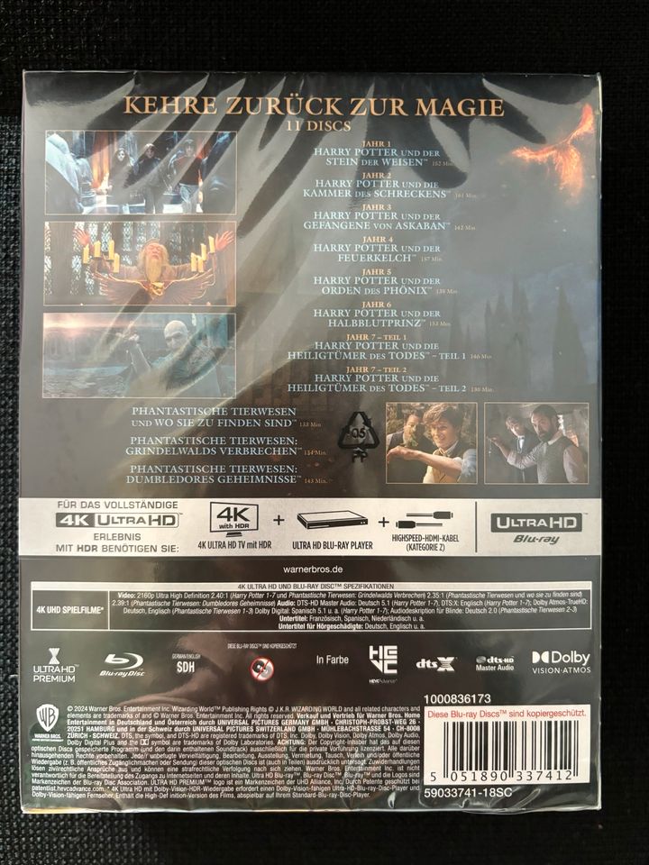 Harry Potter Phan Tierwesen Wizarding World 11-Film 4K Collection in Hamburg