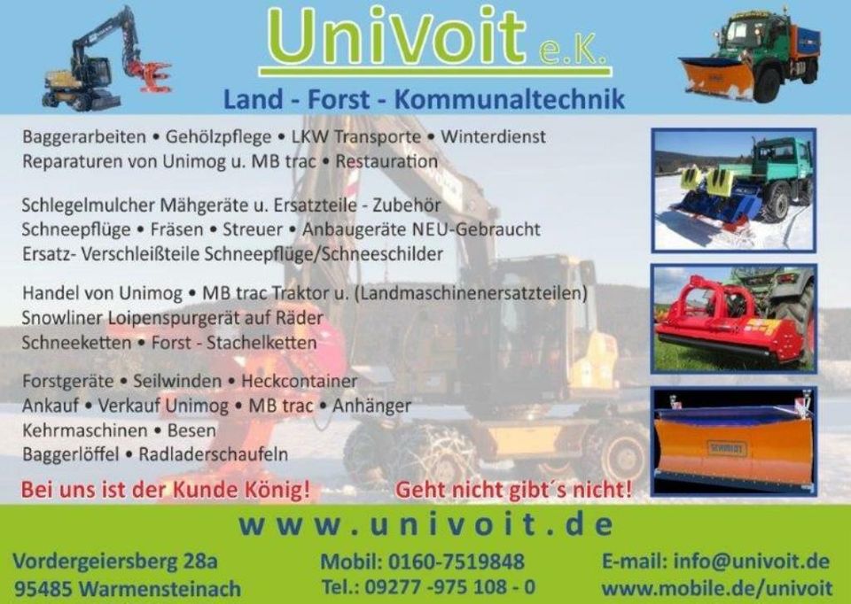Unimog / MB trac / LKW / Bau - Forst - Landmaschinen Reparaturen in Warmensteinach