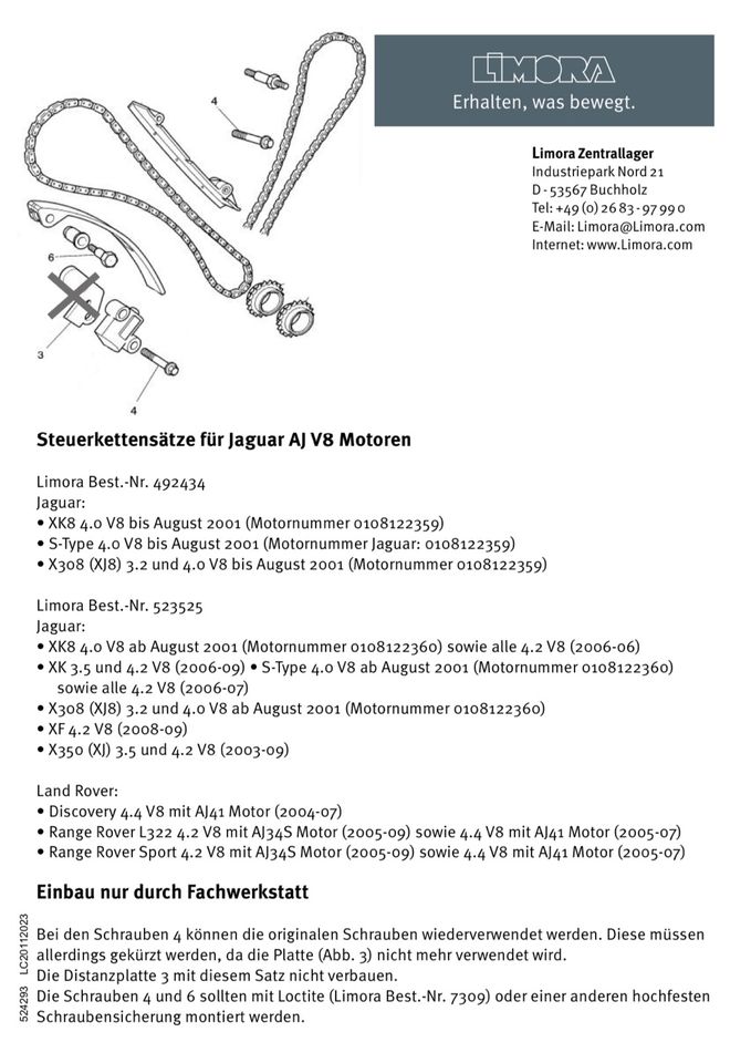 Jaguar Steuerkettensatz XK8 (X100) 4.0 V8 in Mainhausen