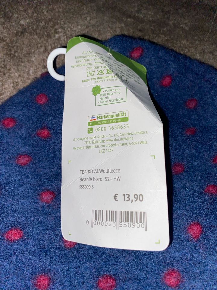 ALANA Mütze Wolle Gr. 52/53 Wollfleece Neu mit Etikett organic in Bergen auf Rügen