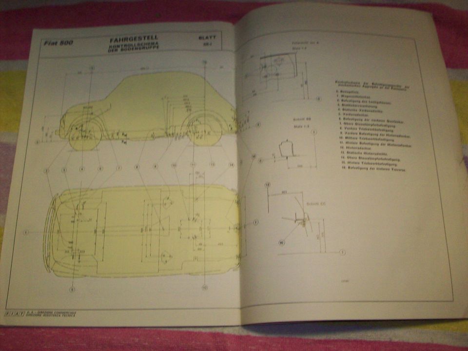 Fiat 500 Werkstatthandbuch Einstell-Daten Anleitung 1973 in Rodgau