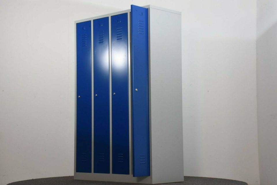 Büromöbel Schrank, B/H/T 83x180x50 cm, blau/lichtgrau, gebraucht in Zülpich