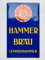 ‼️ EMAILSCHILD Hammer Bräu Lemnitzhammer Emailleschild 1930 Saarland - Schiffweiler Vorschau