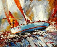 Modern Art - Segelregatta vor Helgoland c94198 50x60cm Ölgemälde Berlin - Treptow Vorschau