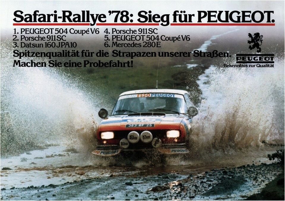 Peugeot 504 V6 Coupé Rallye - Poster Plakat Affiche A1 (Repro) in Hamburg