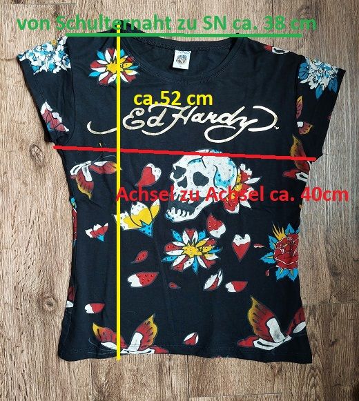 Ed Hardy T-Shirt, Gr. S, schwarz / bunt in Issum