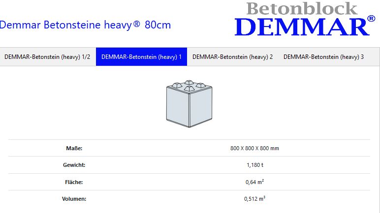 Demmar-Betonstein® heavy 1 C25/30 Legobeton Betonblock Betonstein in Wolnzach