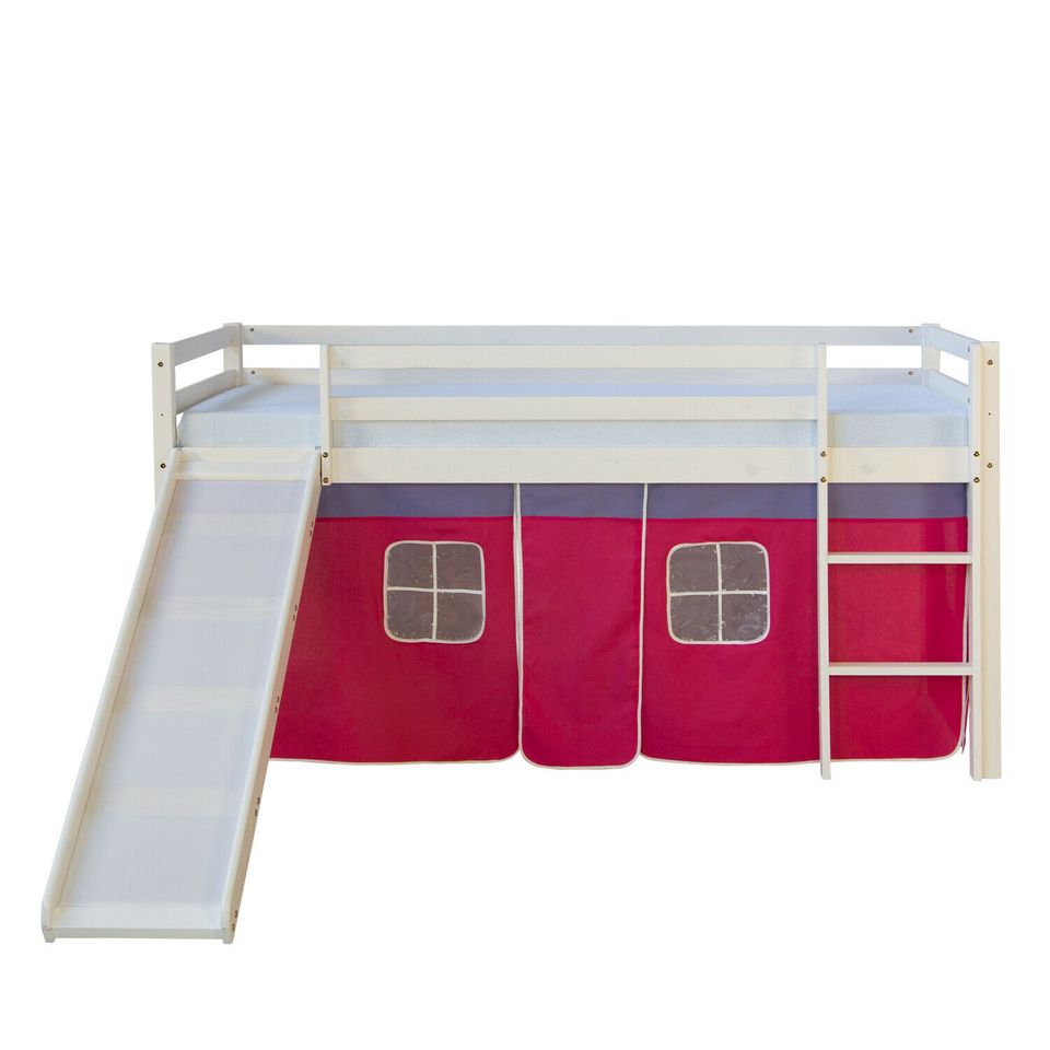 Hochbett Kinderbett Stockbett 90x200 cm Rutsche Vorhang VB169€* in Magdeburg