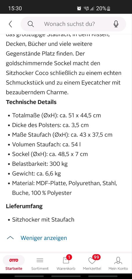 Hocker mit Stauraum in Edingen-Neckarhausen