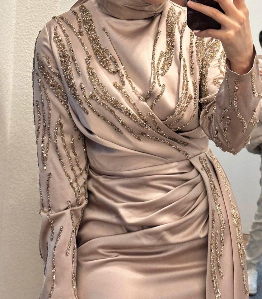 Abendkleid Seide Gr. 38/40 Beige Glitzer Verlobung Hochzeit in Bremen