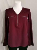 Langarm Bluse mit Zipper in Bordeaux Rot, Gr. XS 34 Sachsen-Anhalt - Kroppenstedt Vorschau