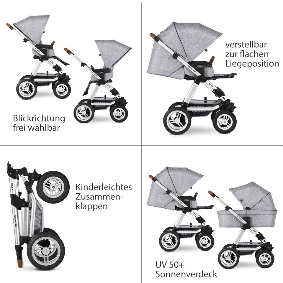 Kinderwagen ABC Viper 4 mit Babywanne & Sportaufsatz in Filderstadt