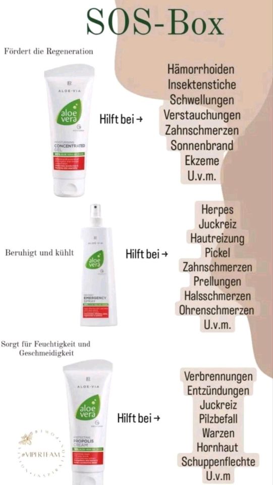 LR Health & Beauty Aloe Vera SOS Box, Spray, Propolis creme in Dillingen (Saar)
