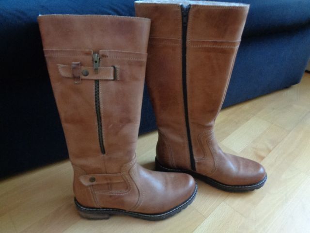 Hush Puppies Damen-Leder-Stiefel cognac gefüttert Gr. 38 neu in Ellrich