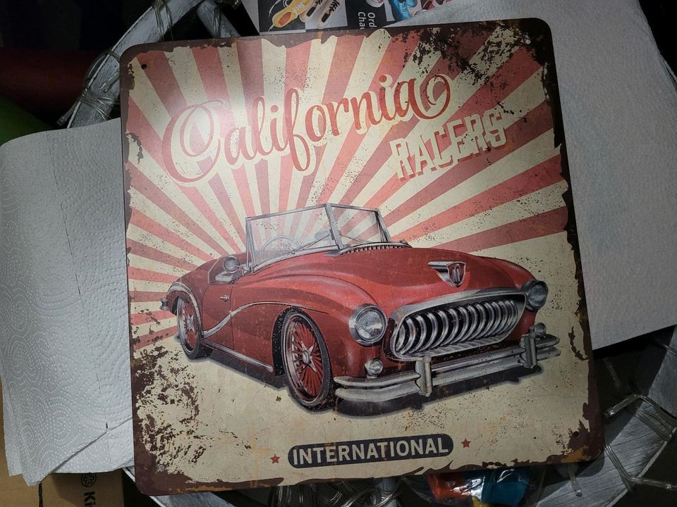 Metallschild blechschild Auto California racing Route 66 rot in Marl