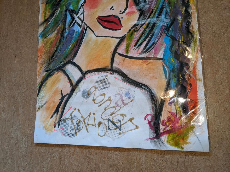 Acrylbild Gemälde Frau Punk Cosma Shiva Hagen Mischtechnik Sexy in Hamburg