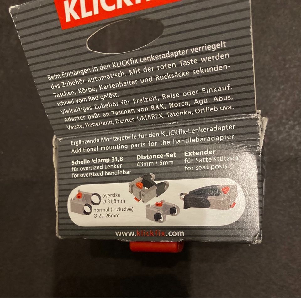 Klickfix Lenker-Adapter Lenkerkorbhalter Rixen Kaul quick release in Tonna