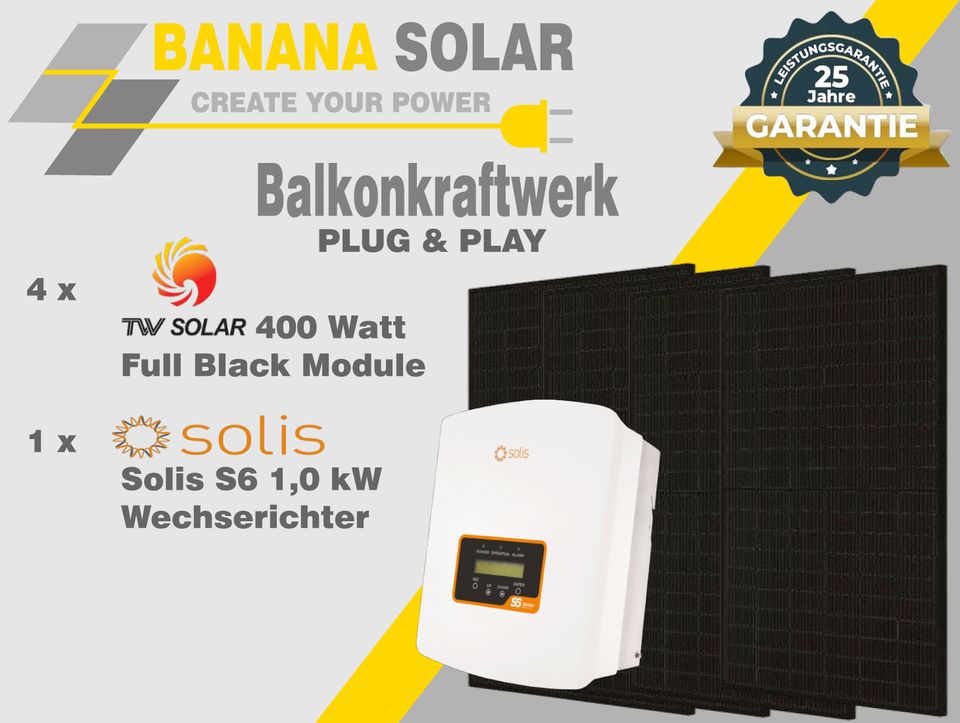 1.620 Watt Mini Solar / Balkonkraftwerk ( auf 600 oder 800 Watt drosselbar mit Zertifikat ) als Plug & Play ab Lager verfügbar in Grevenbroich