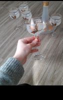 Glaskaraffe mit Gläsern goldfarben Niedersachsen - Barßel Vorschau