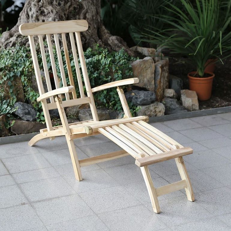 Teak-Deckchair, natur, unbehandelt in Wiefelstede