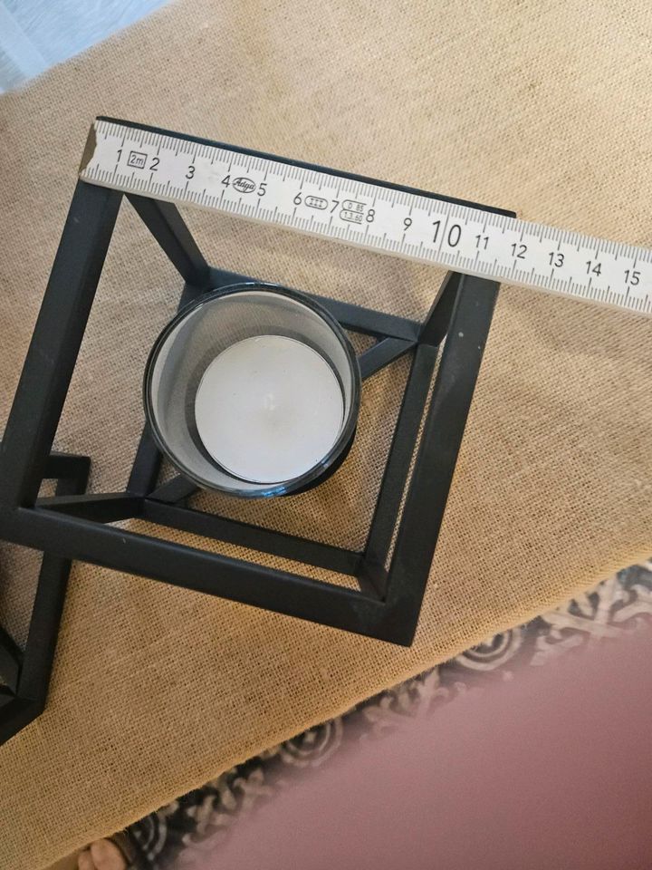 2 x Metall Teelichthalter schwarz modern Cube in Wrestedt