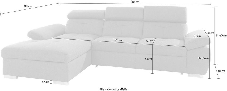 Ecksofa Braun 284x181cm Schlaffunktion Bettkasten Microfaser Spri in Köln