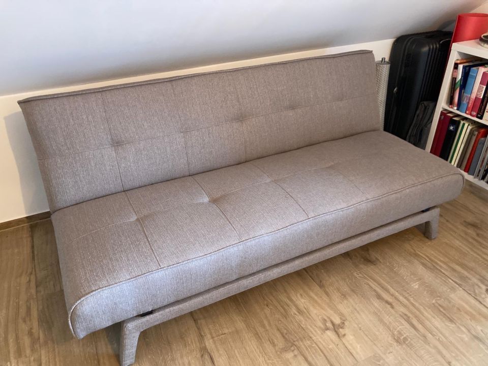 Sofa Schlafsofa Klappsofa Couch beige Webstoff in Mühlau