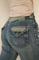 Dunkelblaugraue vintage Mid Rise Jeans mit Glitzer Baden-Württemberg - Konstanz Vorschau