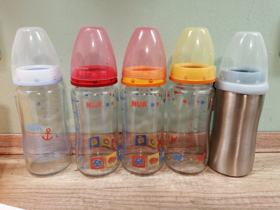 NUK Babyglasflaschen 240ml plus NUK Trinklernflasche 18Euro in Selfkant