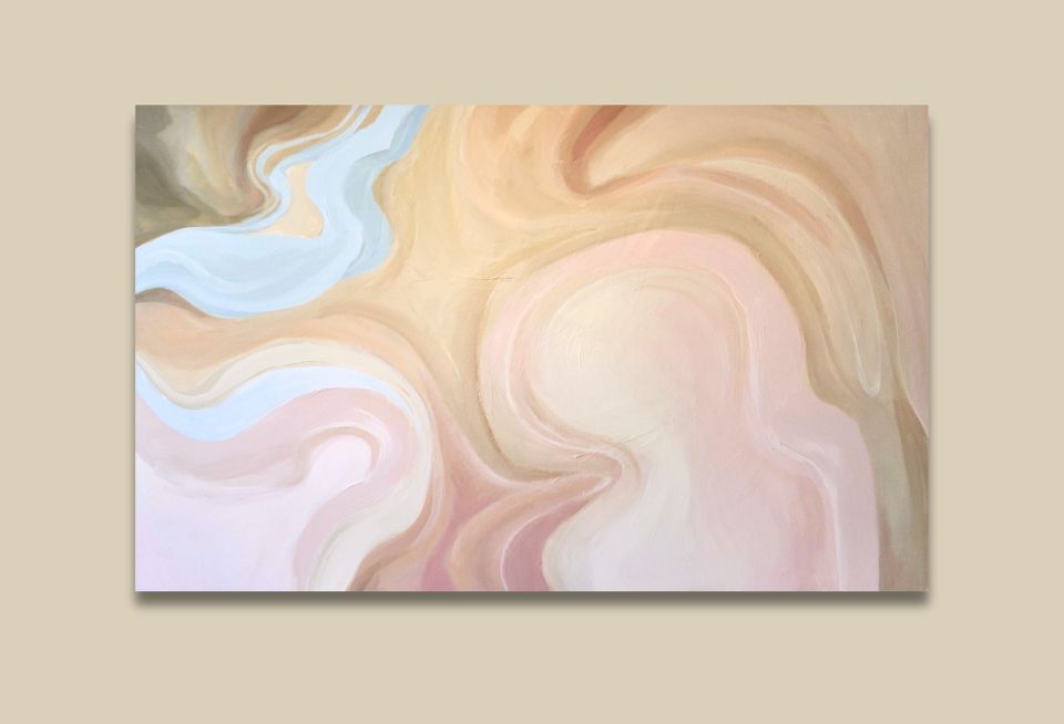 Gemälde abstrakt 130x80 Kunst beige rosa blau Malerei Marmor in Laatzen