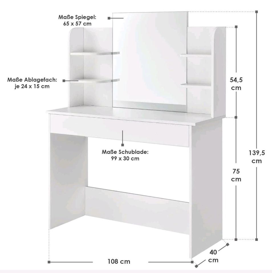 Schminktisch mit Spiegel weiss in München