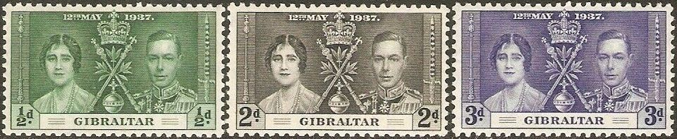 Gibraltar 104-106 ** Royal Krönung Georg VI. + Königin Elizabeth in Kamen