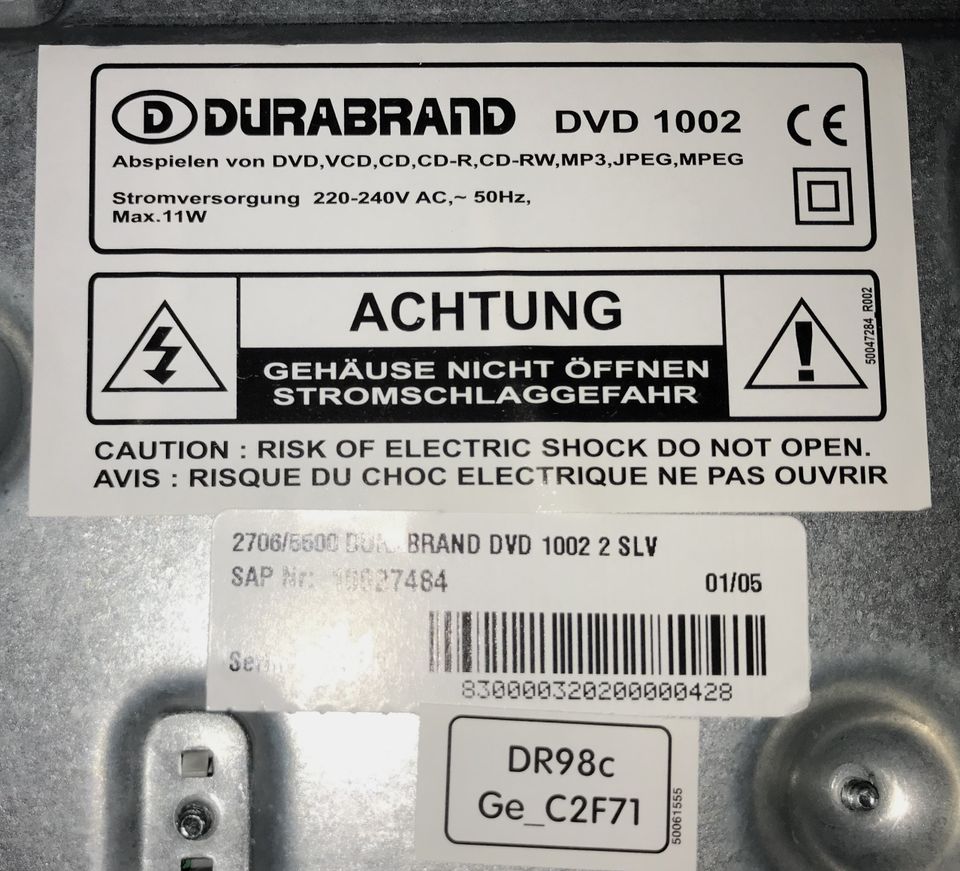 DVD Rekorder Durabrand DVD 1002, gebraucht in Willingen (Upland)