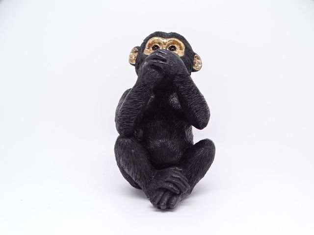 Schimpanse Affe Nichts reden schwarz Polyresin Cor Mulder 13,5 cm in Wiesbaden