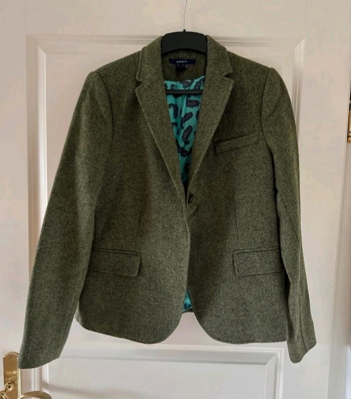 Gant Wollblazer mit Ellenbogenpatches Gr. 40/42 grün innen blau P in Bremen